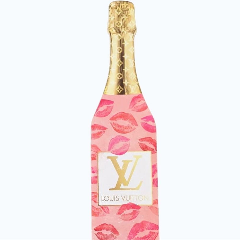 At Home Louis Vuitton Lips Decorative Wood Champagne Bottle